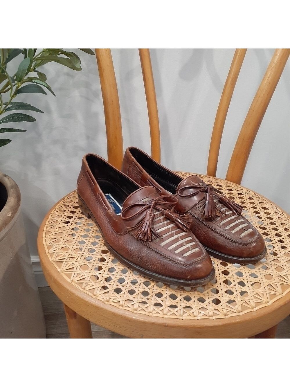 Vintage Bragano by Cole Haan Leather Tassle Oxford Loafer Made in Italy